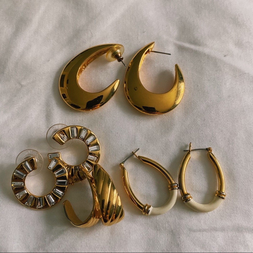 VINTAGE Gold Four Pack of Earrings